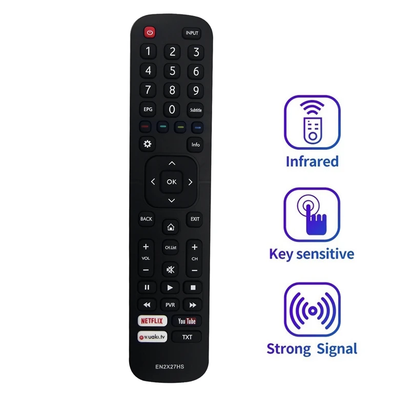 Replace EN2X27HS Remote For HISENSE TV H55M3300 H50M3300 H49M3000 H49M2600 H43MEC3050 H75M7900 H65M7000 H40M3300 Black
