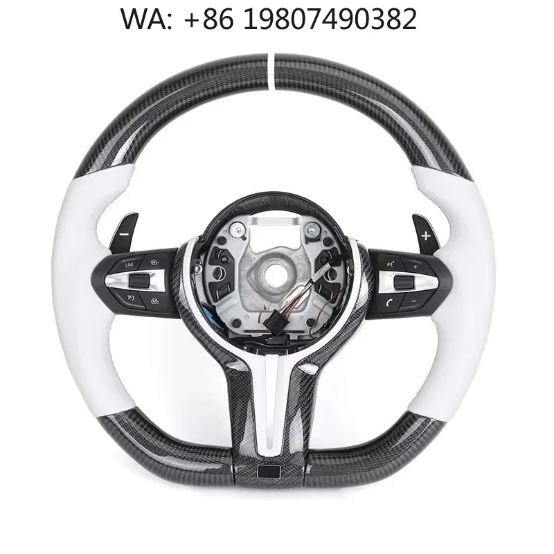 

White Leather Custom Carbon Fiber Sport Steering Wheel, M Mod Tuning Parts Fits F10 F20 F21 F30 F32 F36 M3 F15 M5 F80 M4 F82 E70