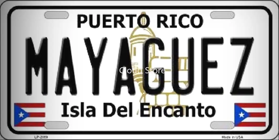 

Mayaguez Puerto RICO Novelty State Background Metal License Plate for Home/Man Cave Decor by PrettyMerchant 1