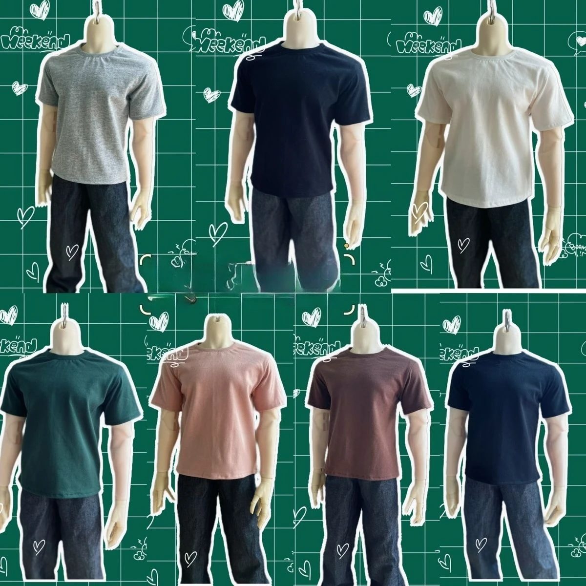 1pc Doll's Clothes Solid Color Short Sleeved T-shirt for 40/45/70/75cm Male Female Bjd Doll Dress Up 1/4 1/3 Doll Accessories