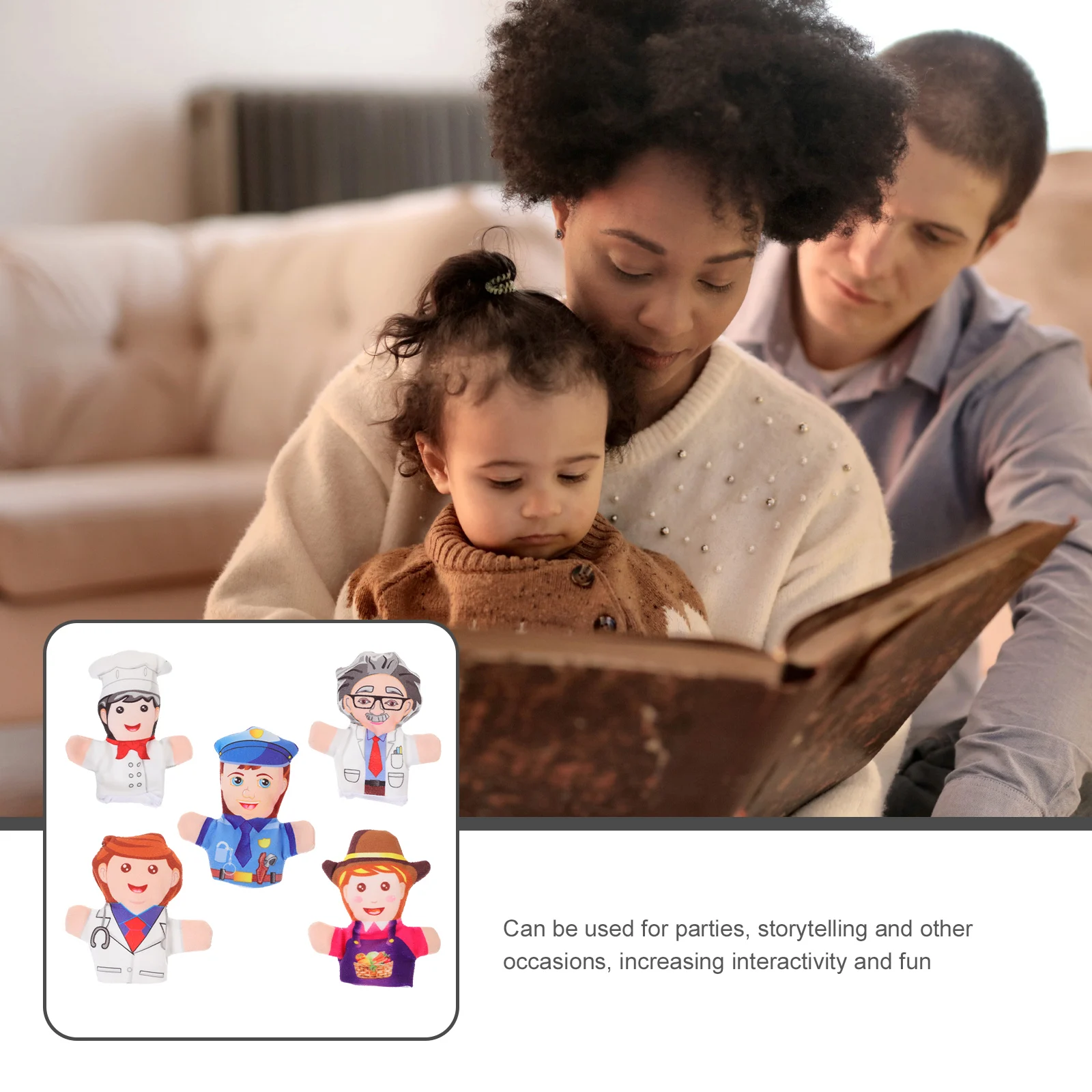 プロフェッショナル人形インタラクティブ小道具ストーリーテリングおもちゃフィンガーコットン5個