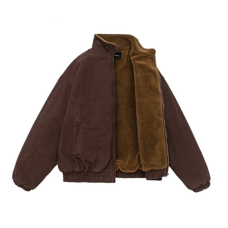 

2025 Winter New Retro Tooling Cotton Clothes Men's Stand Collar Thickening Coat Streetwear Loose Couple Fashion Male Warm Jacket