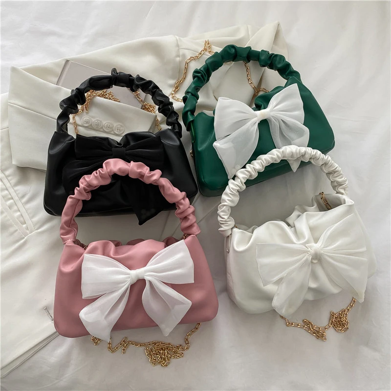 Women BowKnot Handbags Fashion Chain Shoulder Bags Messenger Bags PU Leather Bags 