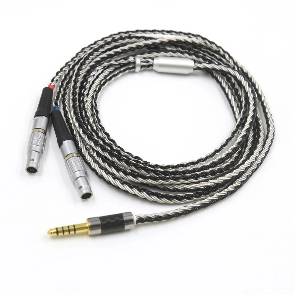 New 16 Core Single Crystal Silver For Focal Utopia ELEAR 4Pin XLR 2.5MM 4.4MM Balance Headphone Upgrade Cable