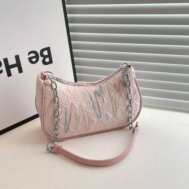 

Lightweight Colorful Stripes Shoulder Bags for Women Versatile Ladies Hobos Underarm Bag Outdoor Portable Female Phone Handbags