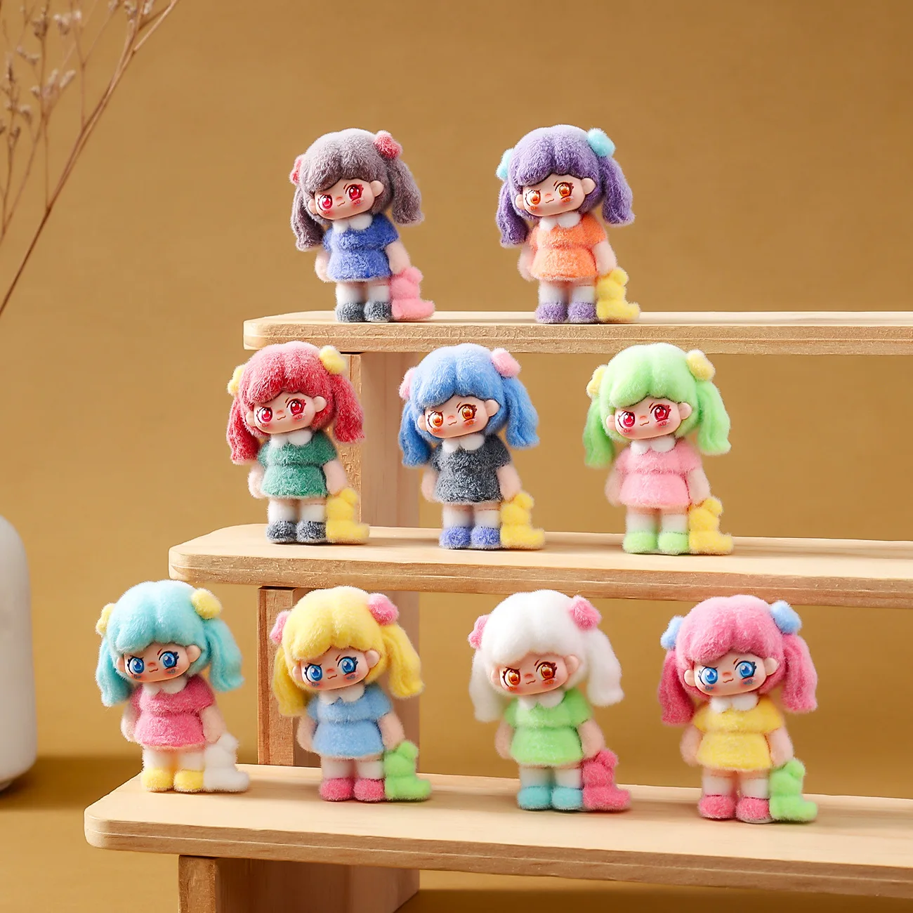 9-teiliges Set Mädchen-Figuren Spielzeug Doppel-Pferdeschwanz Mädchen-Figurine Desktop-Dekoration Modell Ornamente Spielzeuge