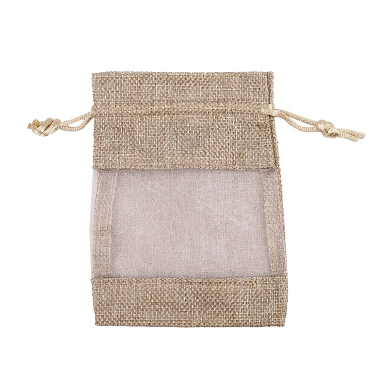 90Pcs Flax Organza Bags Burlap Drawstring Pouch Christmas Gifts Bag Wedding Party Bags For Coffee Beans Candy Makeup