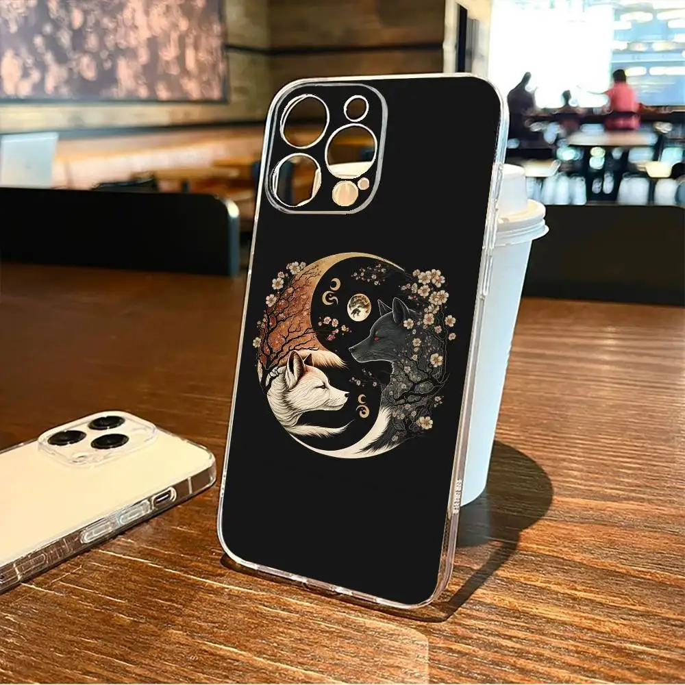 Funda de teléfono Tai Chi Moon Art Yin Yang para iPhone17,16,15,14,13,12,11 Plus,Pro Max, funda transparente suave