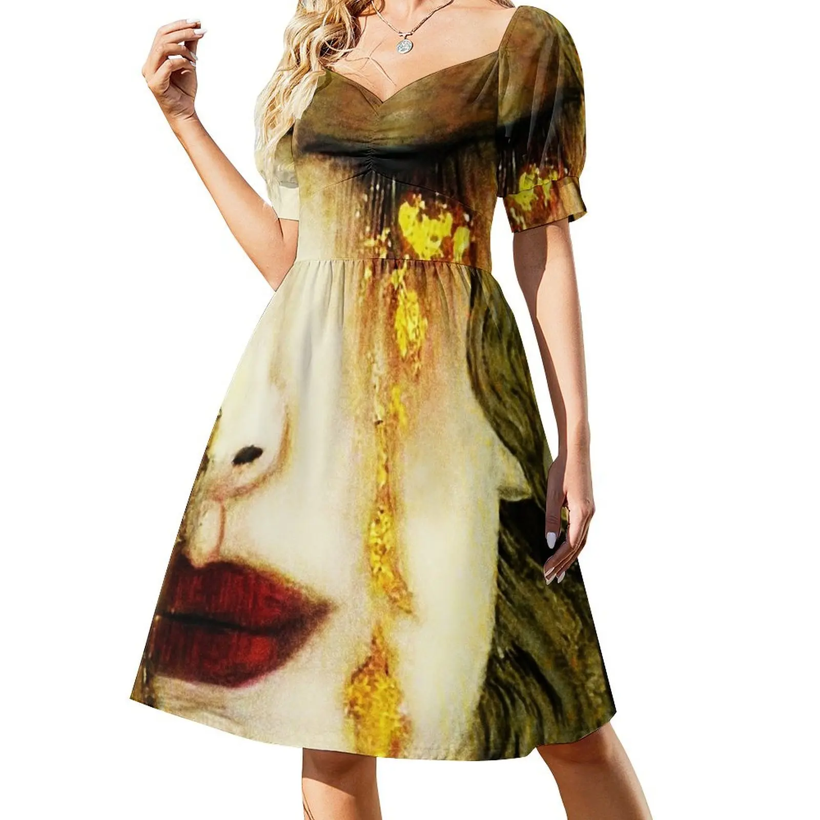 Golden Tears Freya’s Tears of Gold Anne Marie Zimmerman (School of Klimt) Short-Sleeved Dress summer dress korean women