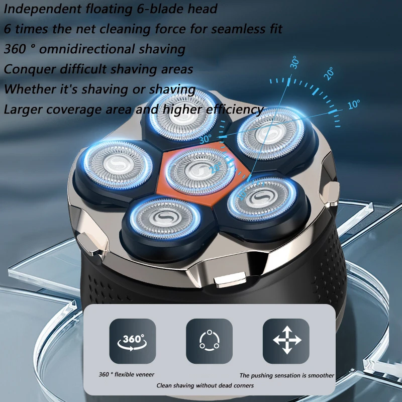 Electric Men's Shaver Multifunctional Bald Head Shaver Rechargeable Beard Razor Portable Shaving Machine for Men Daily Grooming