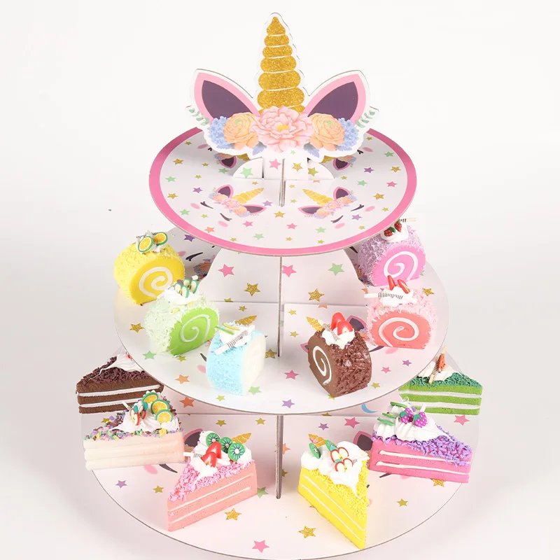 Wedding birthday party supplies Paper unicorn-themed cake stand