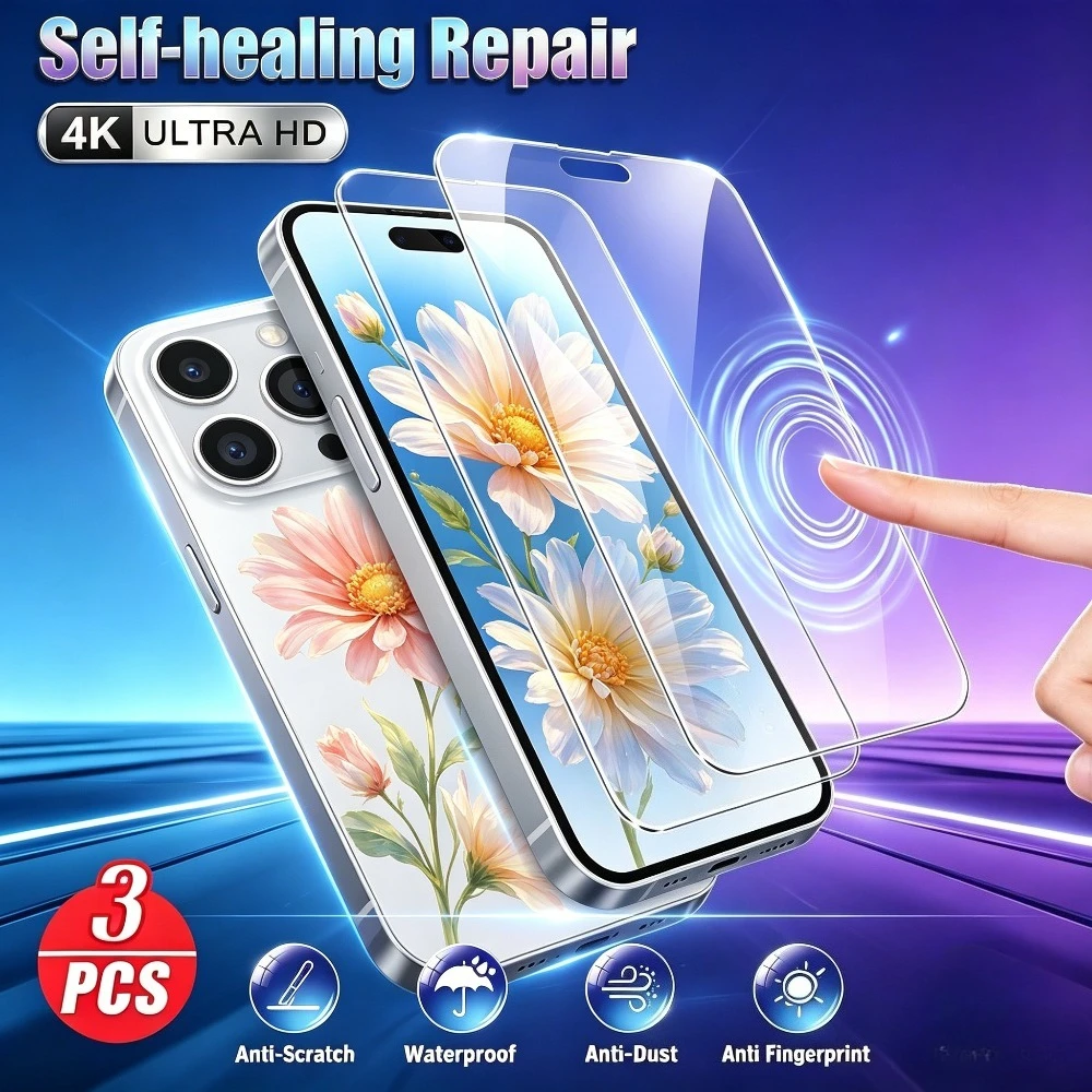 

3Pcs Ultra Clear Tempered Glass for iPhone 17 16 Pro Max 17e 16e Air 15 14 Plus 15 14 13 12 Pro Anti-Scratch Screen Protector