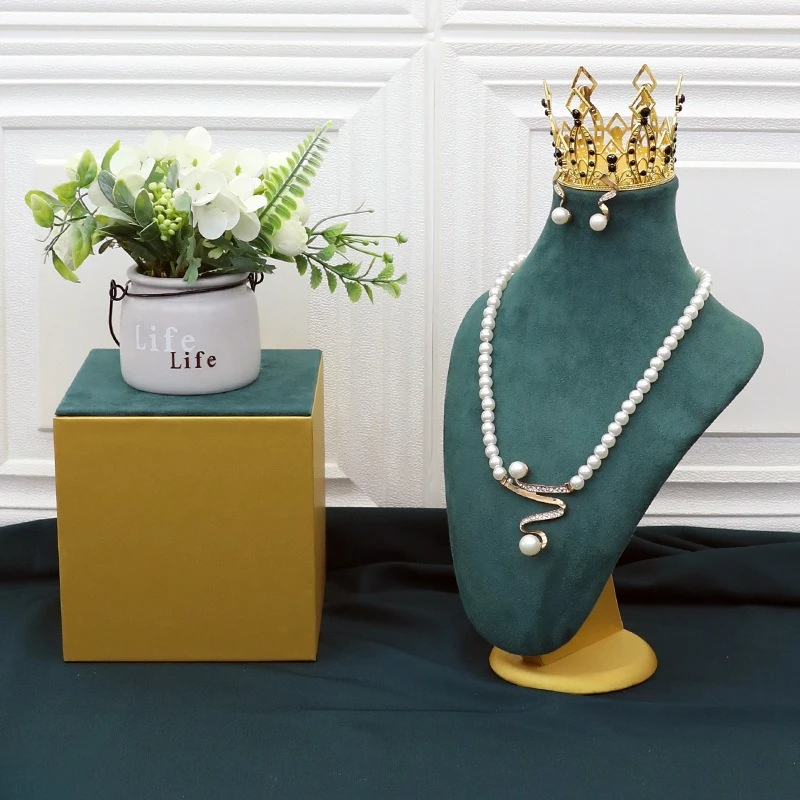 

Зеленое замшевое ожерелье H35/44 см, подставка для ювелирных изделий, реквизит, ожерелье, модель, подставка для ювелирных изделий, коммерческая