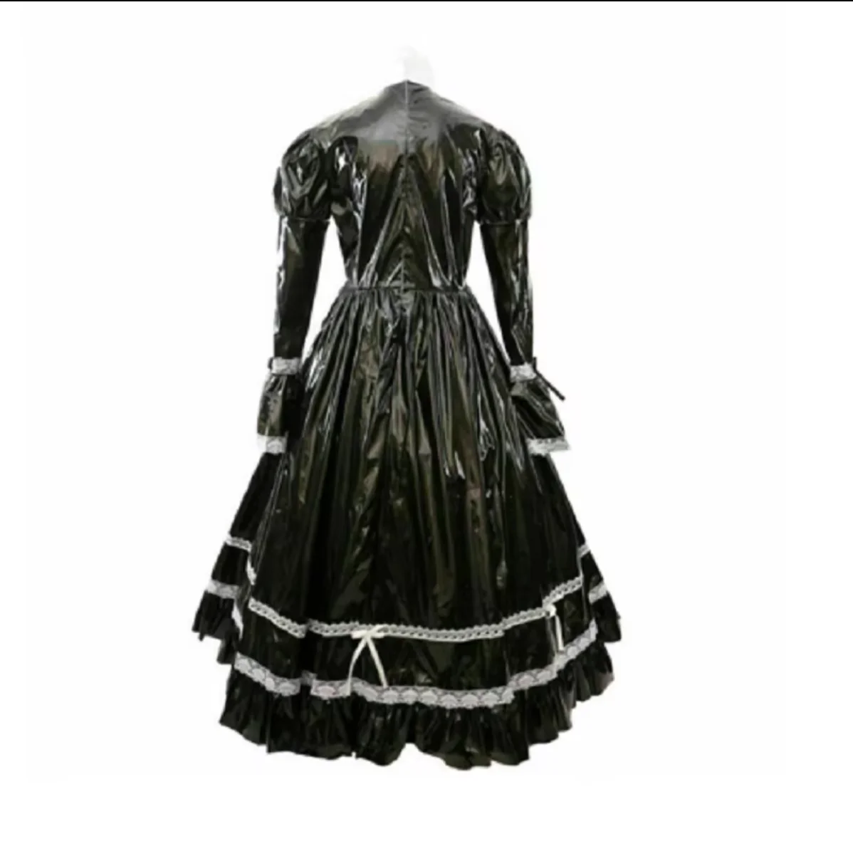 New Girl Maid Sissy Closed PVC Black Dress Long Dress Crossdresser Party Role Playing Uniform Crossdressing Personalization