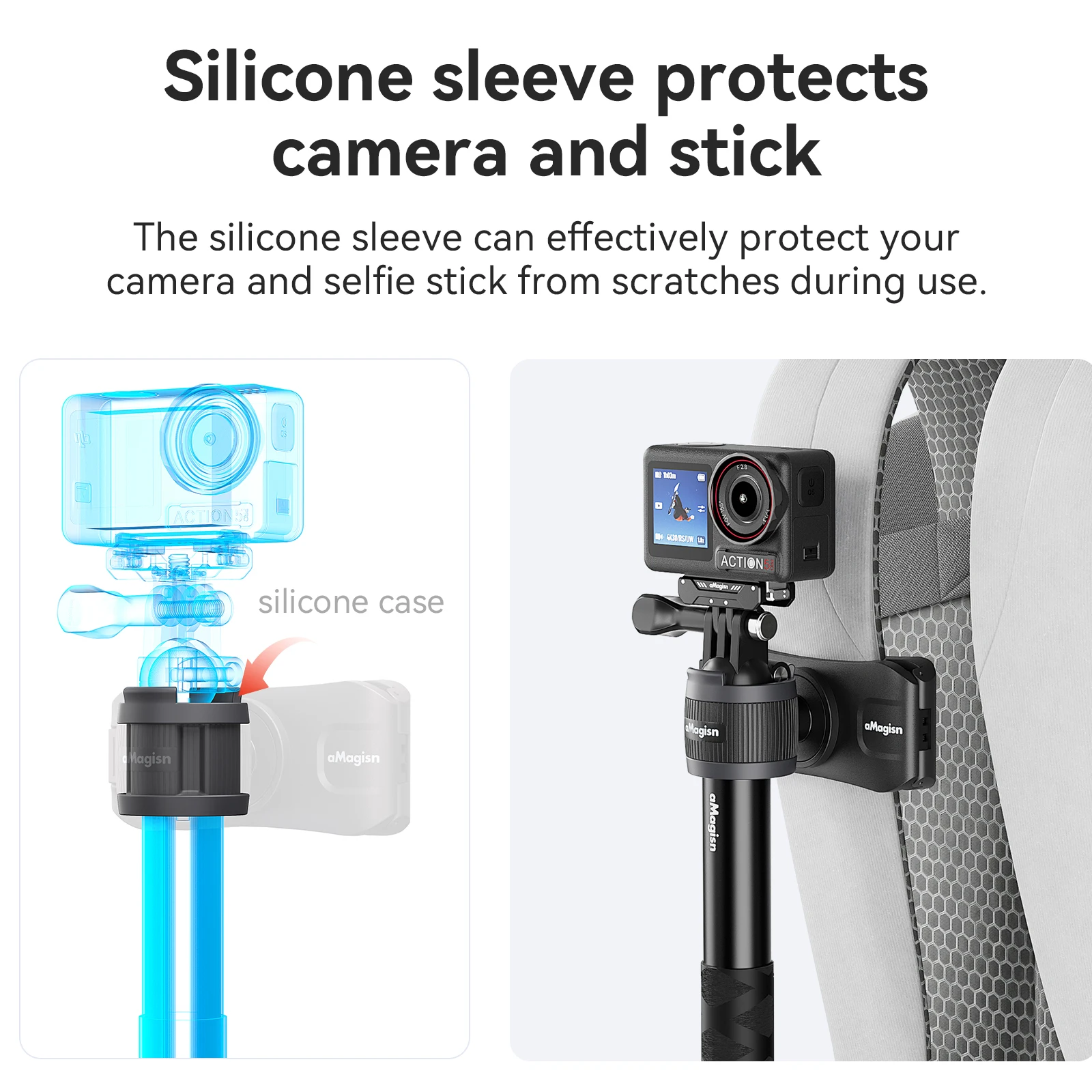 AMAGISN Selfie Stick Holder Holster Hands-Free Backpack Strap Clamp Mount For Insta 360 X4 X3 Ace Pro 2 GoPro 13 Accessories