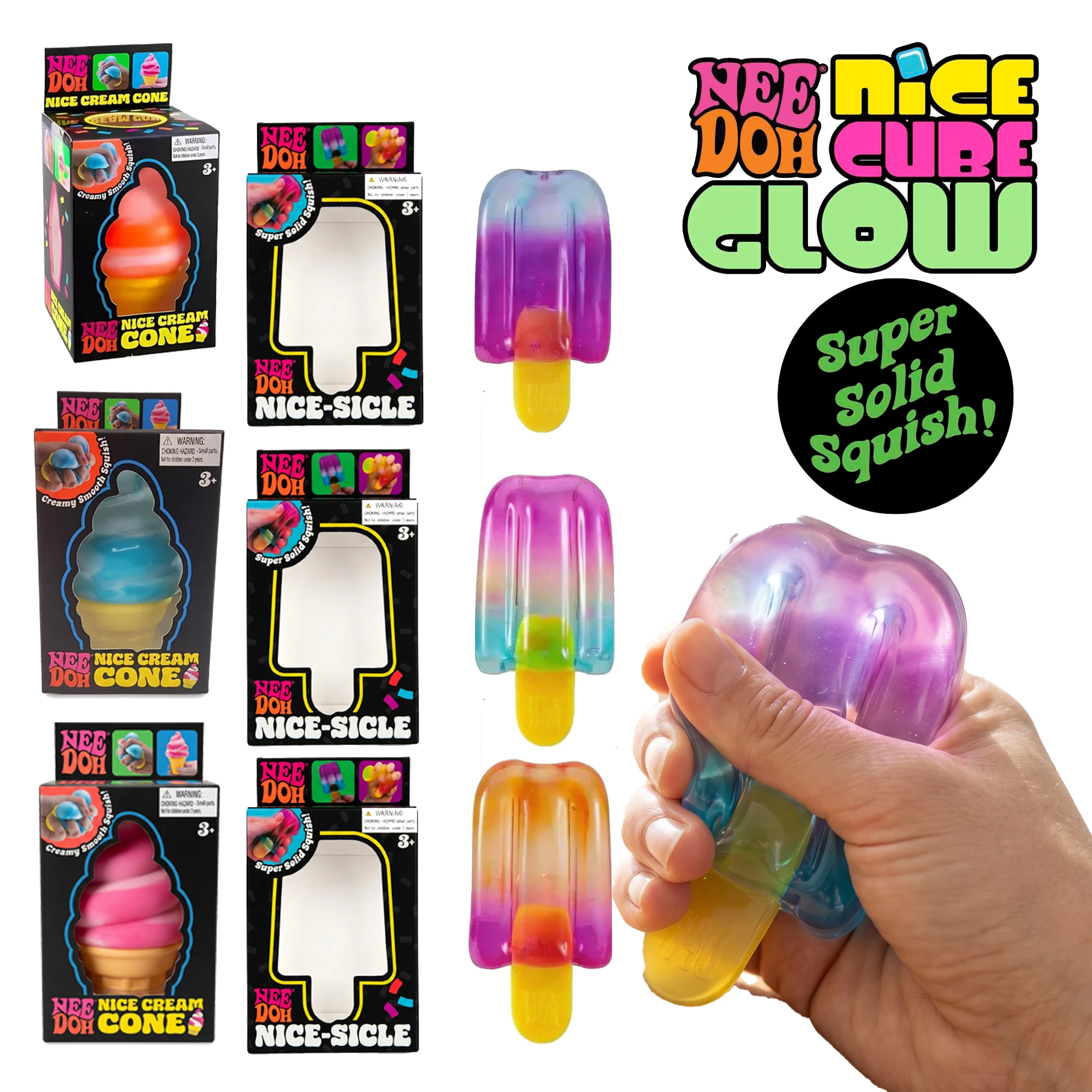 Jouet sensoriel anti-stress NeeDoh style crème glacée, transparent dégradé, super solide, à presser, pour le bureau