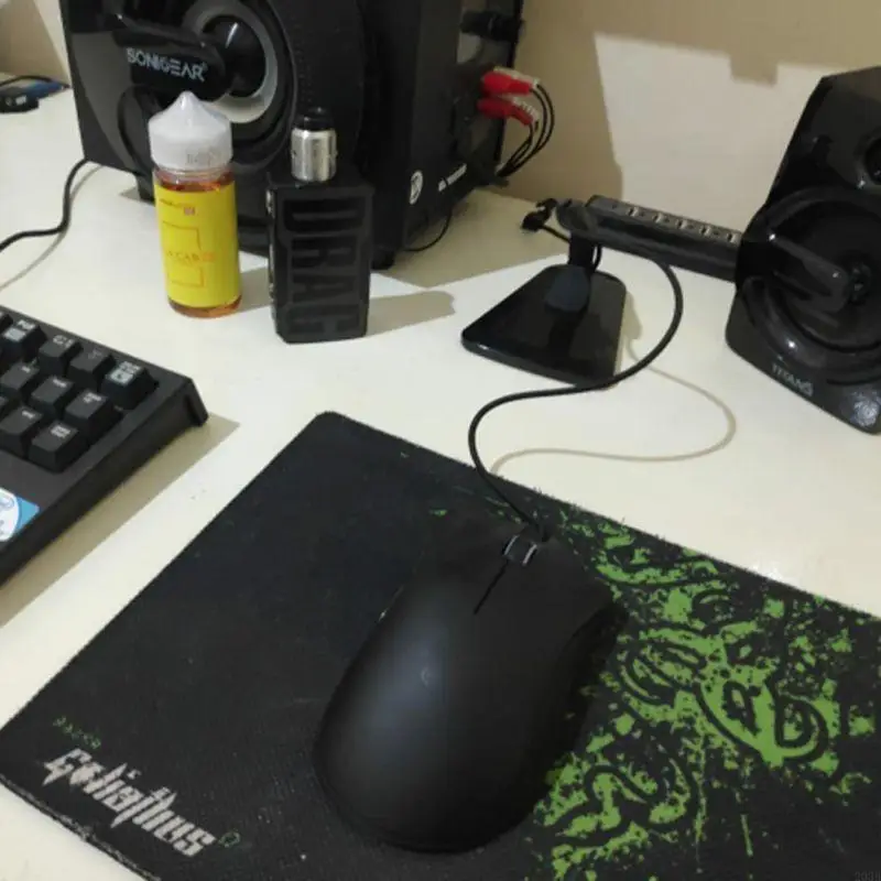 203B Desktop Wire Cable Muis Bungee Cord Clip Holder Line Fixer Zwart