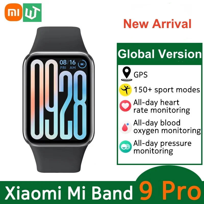 النسخة العالمية Xiaomi Smart Band 9 Pro معصمه 1.74 "AMOLED عرض الأكسجين في الدم الرياضة GPS معدل ضربات القلب أساور Mi Band 9 Pro