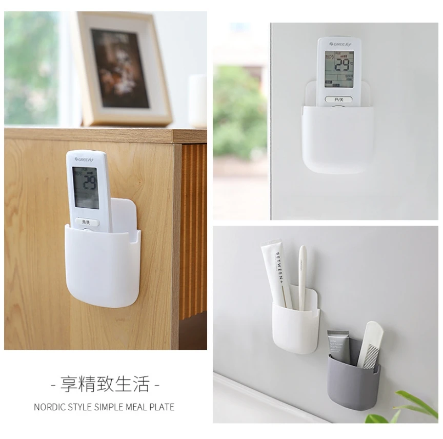 Weiße Wandbehang Aufbewahrungsbox Haushalt Wohnzimmer Conditioner Fernbedienung Nachttisch Telefon Aufbewahrungshalter Organizer Box Regal – Detail 5