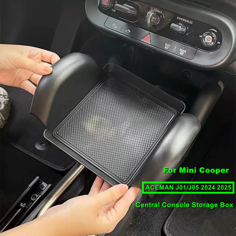 ABS Car Central Console Key Phone Storage Box Organizer For MINI Cooper ACEMAN J01 J05 2024 2025 Interior Accessories