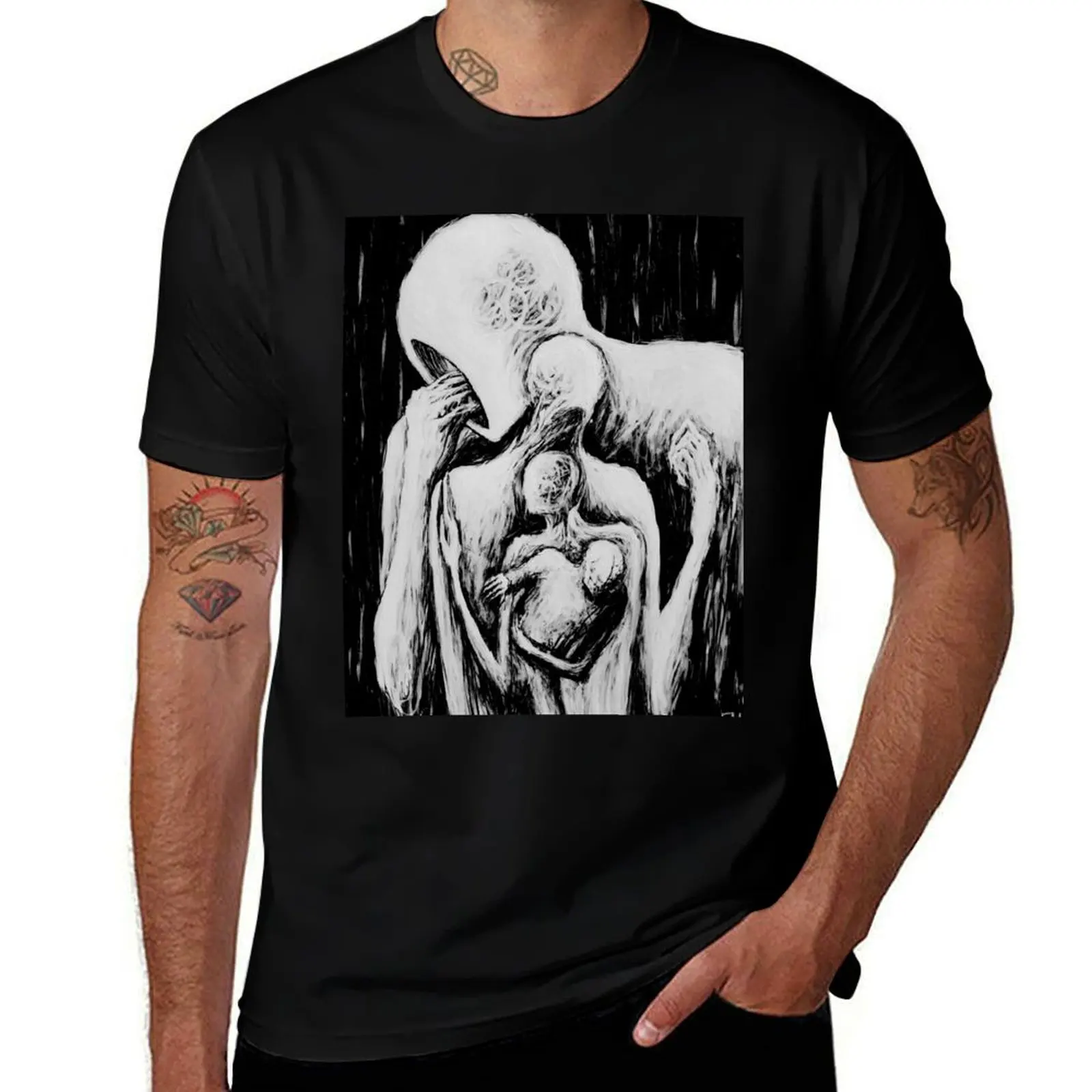 I Can't Wake Up - Mixed Media Painting by Frank Heiler T-Shirt cotton t shirts man 100% t shirts for man pack white T-Shirt