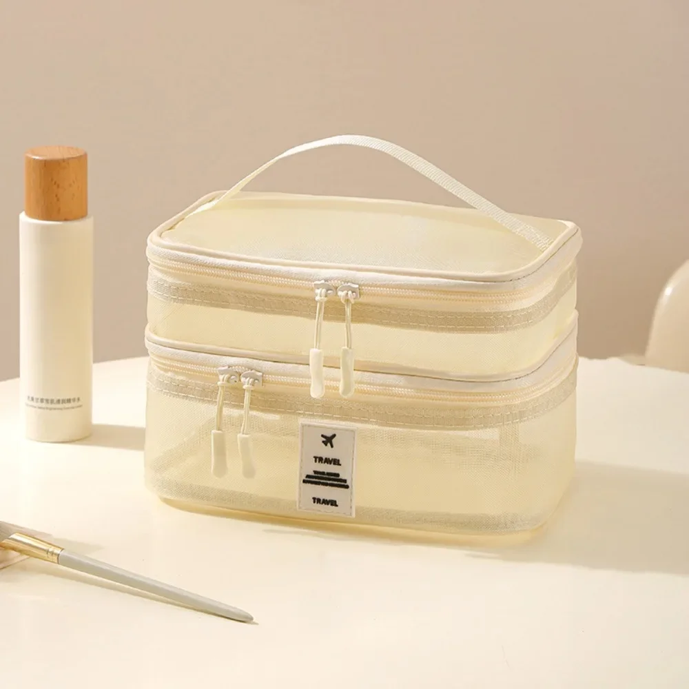 

Zipper Mesh Cosmetic Bags Transparent Large Capacity Perspective Makeup Bag Handheld Multifunctional Toiletries Organizer