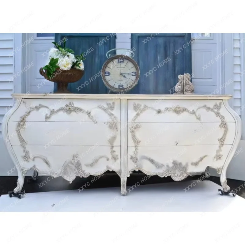 

retro engraved 6 chest cabinets, cabinets country engraved TV cabinets antique white and old