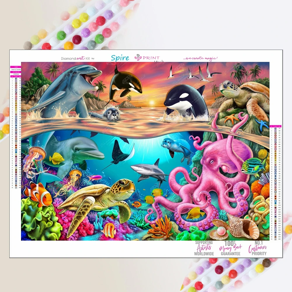 

Sunset View Crystal Drills Diamond Painting Embroidery Turtle Dolphin Octopus Pearl Bird Art Mosaic Cross Stitch Home Decor Gift