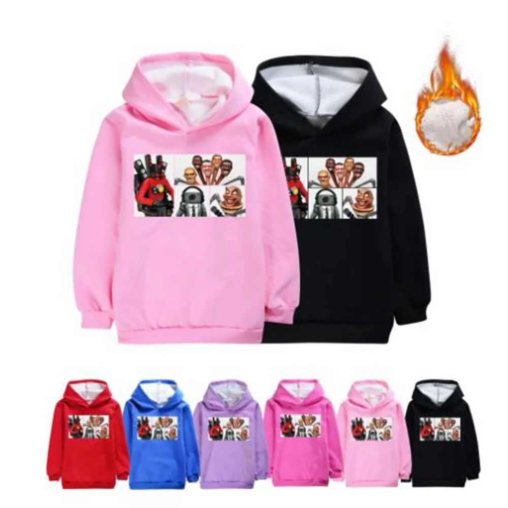 

Children's Skibidi Toilet Winter Hoodie Spring Autumn Sweatshirt Girls Boys Long Sleeve Printd Tops Teenager Warm Pullover