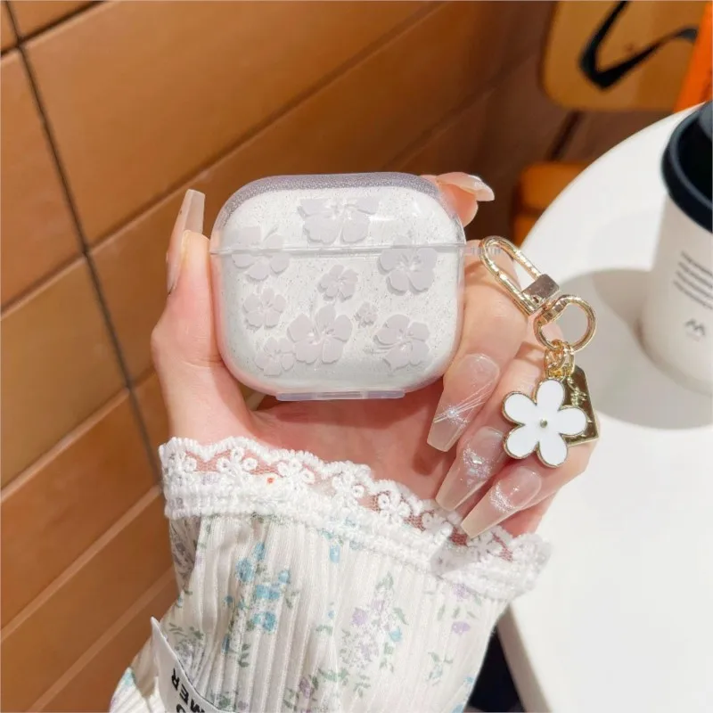 Подходит для AirPods Pro, защитный чехол для наушников Ins Flower для Apple, чехол для наушников AirPods 1/2 с подвеской