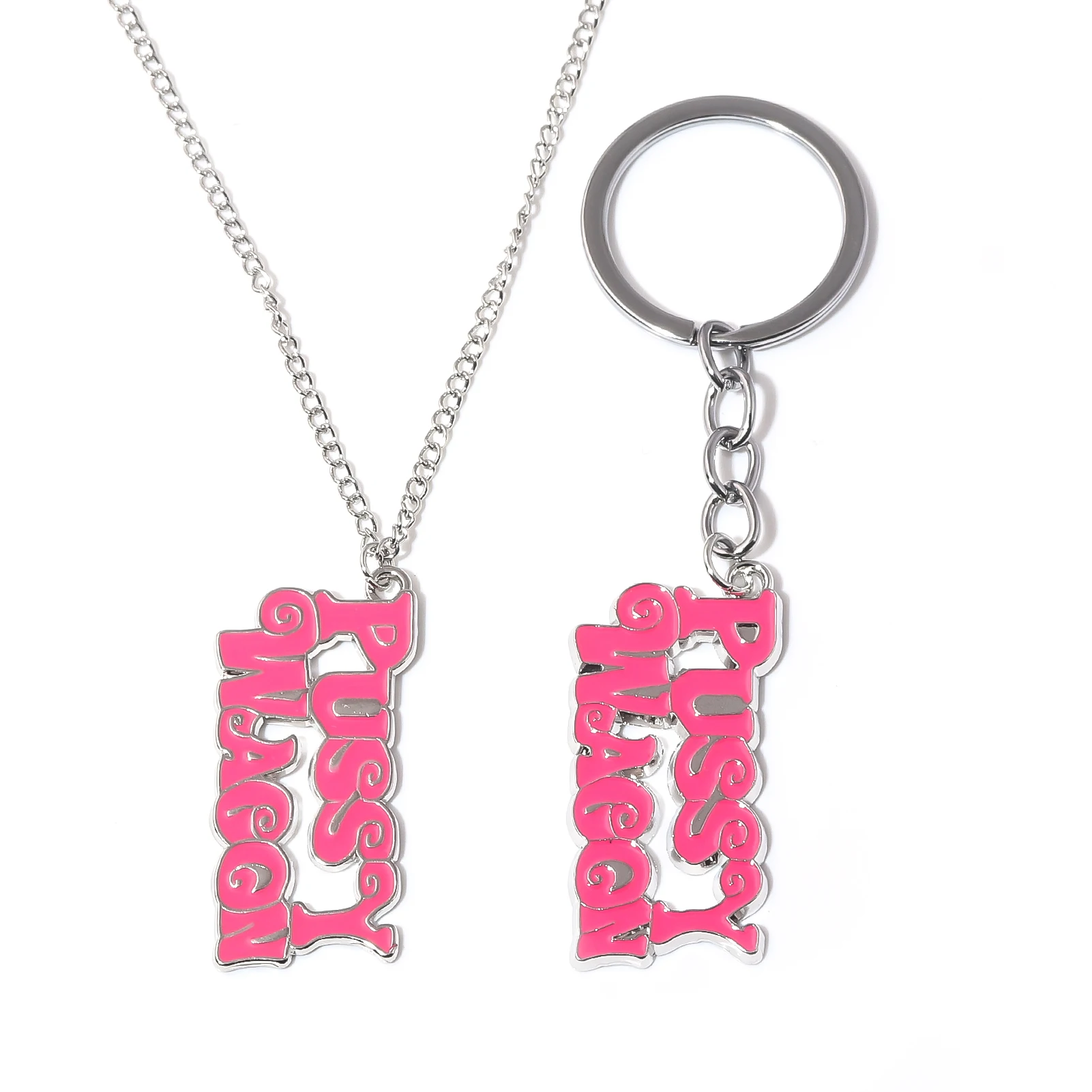 PUSSY WAGON Pink Letter Keychain Movie Kill Bill Key Chain For Women Men Car Keyring Jewelry Accessories