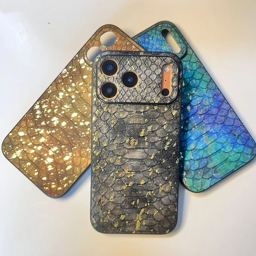 

Crocodile Print Phone Case For Iphone 17 16 15 14 13 Pro 12 Max Plus 16Pro Colorful Gold Foil Phone Case Full Wrap 15Pro Cover
