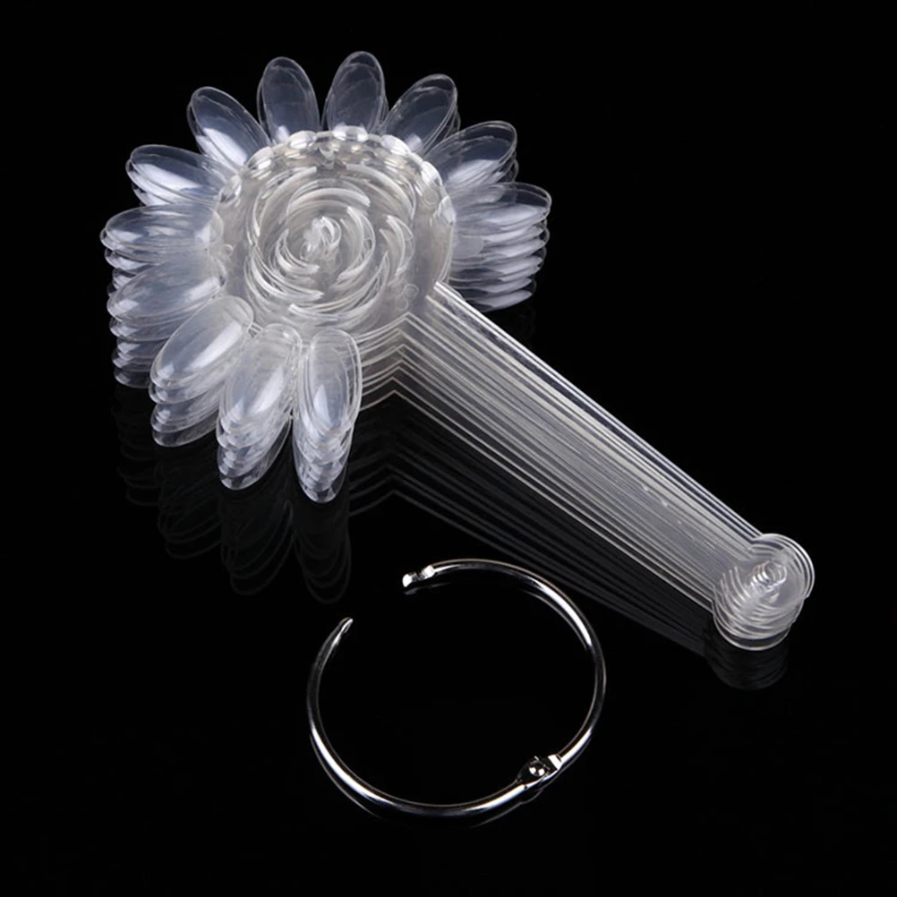 

2pcs 120 Tips Nail Art Design Sunflower Shaped Board Display Practice Sticks Wheel with Split Ring Holder (Natural and Transpare