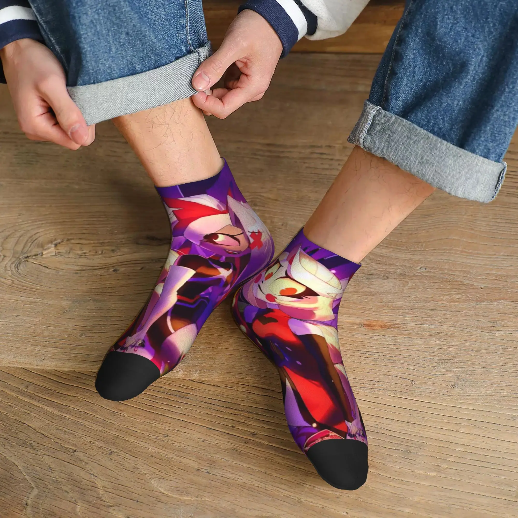 

Charlie And Vaggie Valentines Hazbin Hotels Socks Harajuku High Quality Stockings All Season Socks Accessories for Unisex Gifts