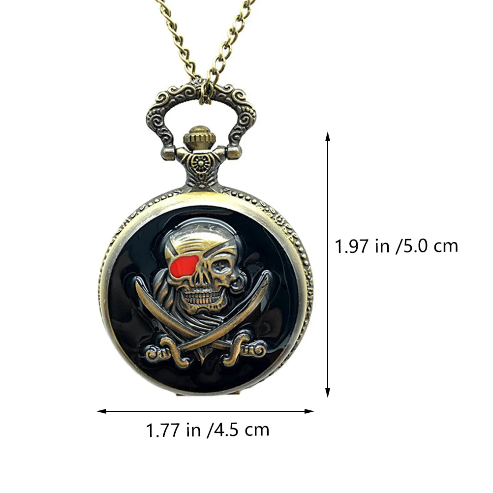 Relógio de bolso retrô com caveira de quartzo masculino com corrente pingente de moda vintage pendurado mecânico
