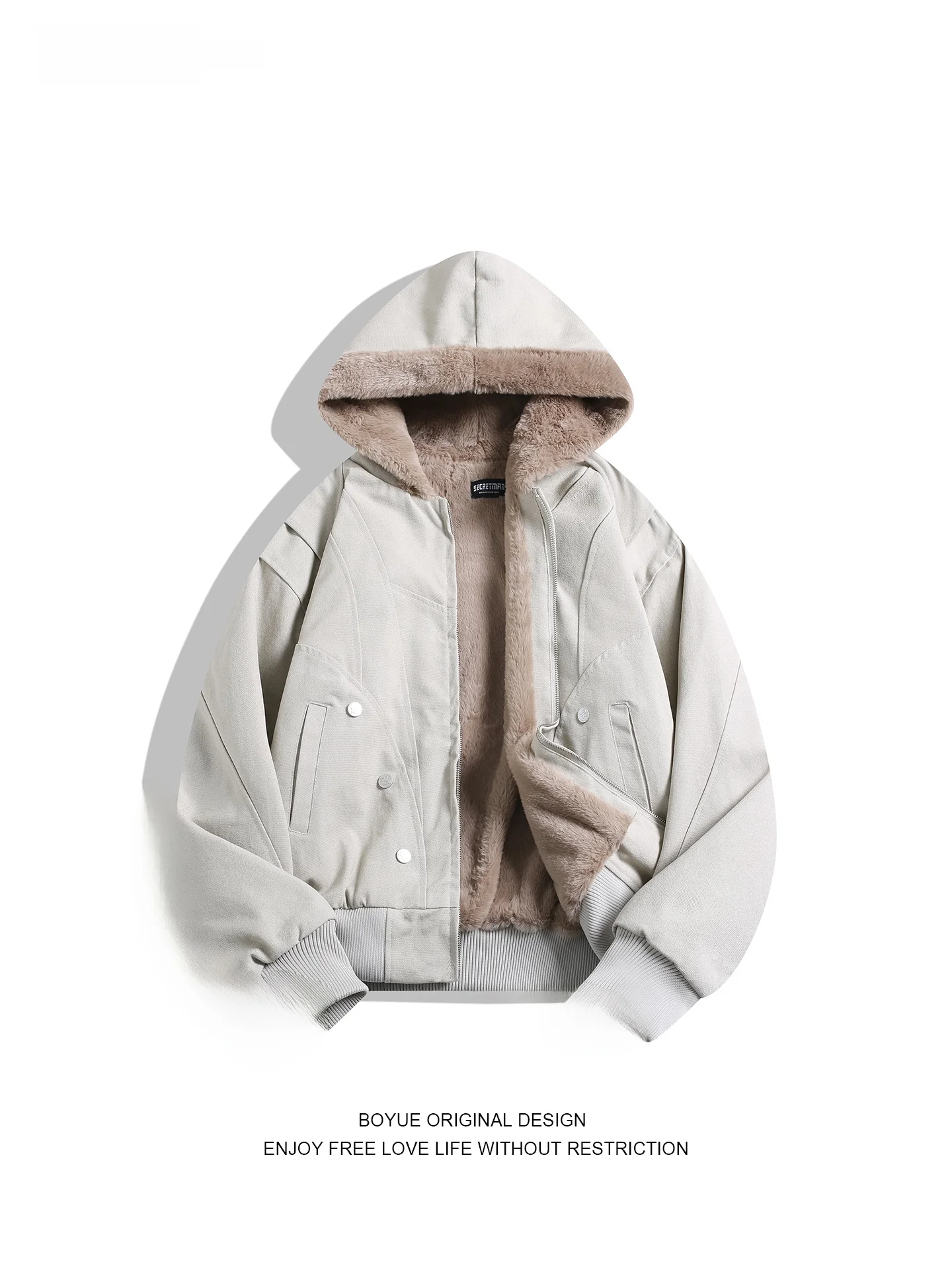 

Boyue из чистого хлопка, парусиновая куртка с капюшоном, мужская хлопковая одежда, молодежная модная теплая длинная застежка-молния, цвет