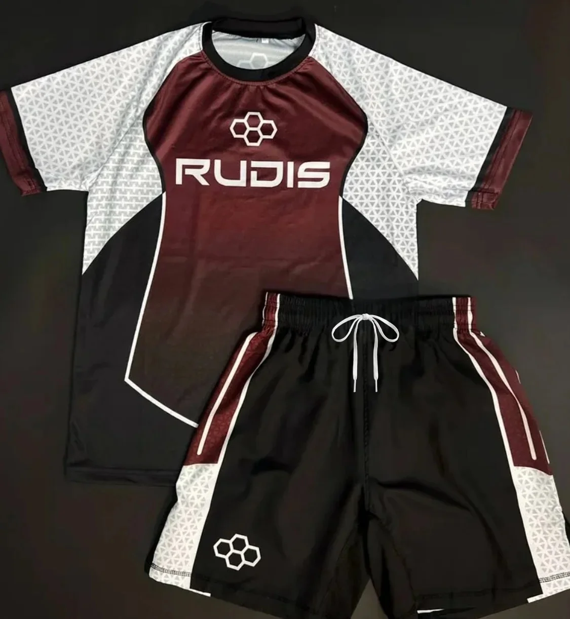 2026 New Hot Selling Fighting Training Set, Quick Drying Breathable Neutral Jujutsu Anti Wear Short Sleeve Shorts Two Piece Set