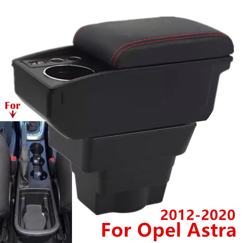 

For Opel Astra Armrest Box For Opel Astra J Car Armrest 2012-2020 double-layer Storage box cup holder Retrofit Car Accessories