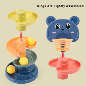 Montessori Toys Baby 0 12 24 36 개월 트랙 롤링 볼 푸시 팝 슬라이딩 볼 조기 교육 장난감 게임 어린이 감각 장난감 10 최고의 판매 공 재갈을 띠는 여성 - №2