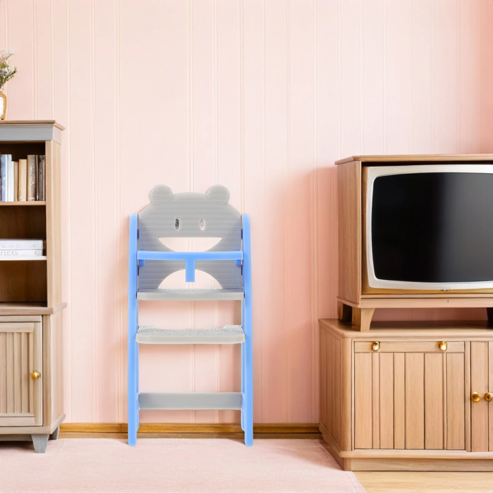 1 pz Seggiolone realistico per bambini Scala 1:12 Sedia per casa delle bambole in miniatura Fai finta di giocare Mobili da pranzo Mini accessorio per mobili