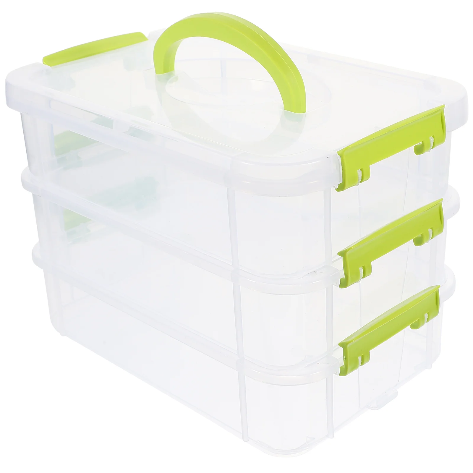 

Three Layer Storage Box Bin for Toy 3-tiers Transparent Toolbox School Case Home Suitcases Practical