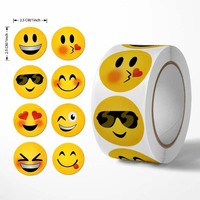 500Pcs/Roll Cartoon Funny Smile Face Expression Reward Stickers 8 Designs 2.5cm/1.0in Round For PC Pad Fridge Gift Diy Decor