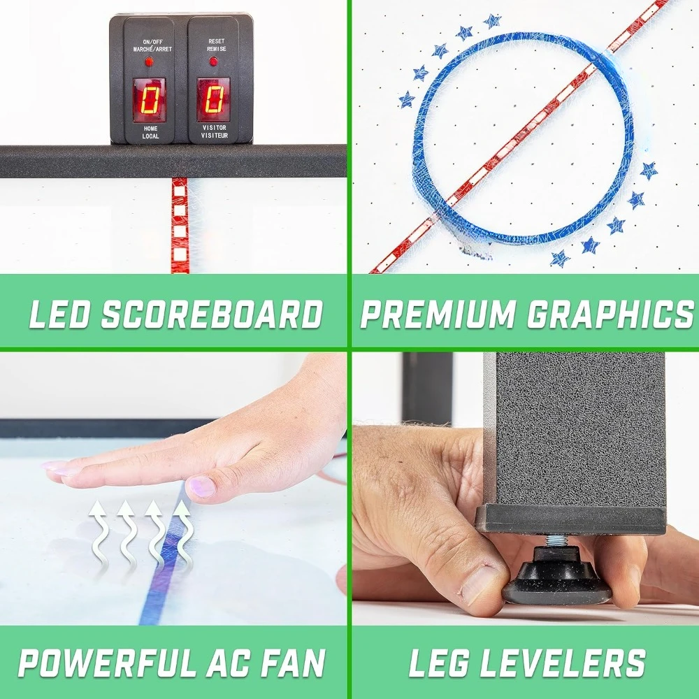 54-Zoll-Airhockey-Arcade-Tisch für Kinder und Erwachsene-beinhaltet 2 Drücker, 3 Pucks, Wechselstrom motor und LED-Anzeigetafel-Eiche oder Schwarz