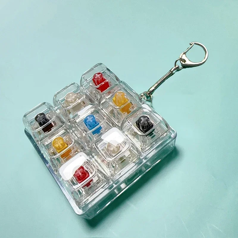 9 Keys Keyboard Keycaps Keychain Fidget Toy Anti-Anxiety Point Keycaps Party Stress Relief DIY Keycaps Toy Keyboard Caps