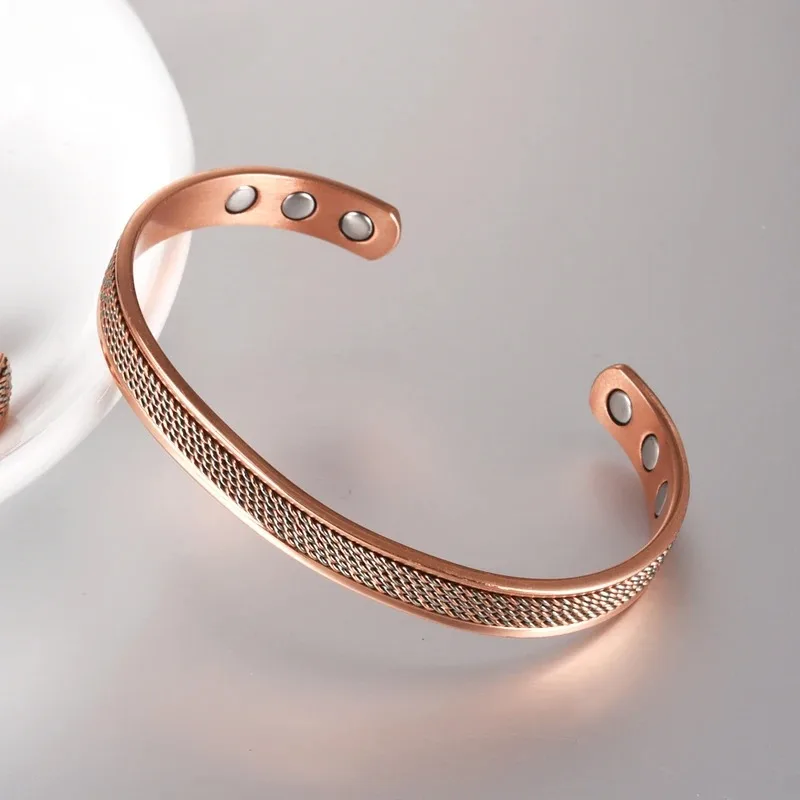 Twisted Pure Copper Bracelet Magnetic Adjustable Handmade Braided Cuff Bangle 8.3mm Health Energy Magnet Jewelry Resizable Metal