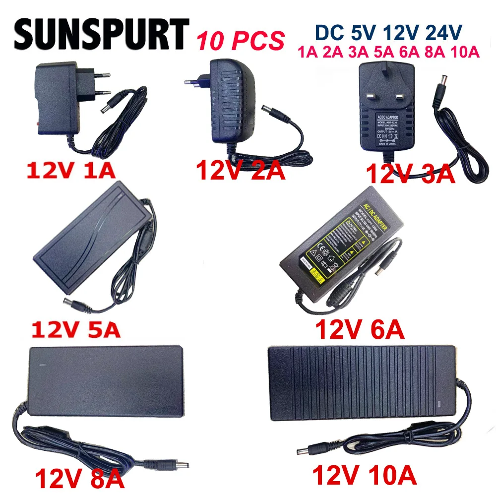 DC 5V 12V 24V trasformatore di illuminazione AC 110V 220V alimentatore a commutazione 1A 2A 3A 5A 6A 8A 10A adattatore di alimentazione a LED per