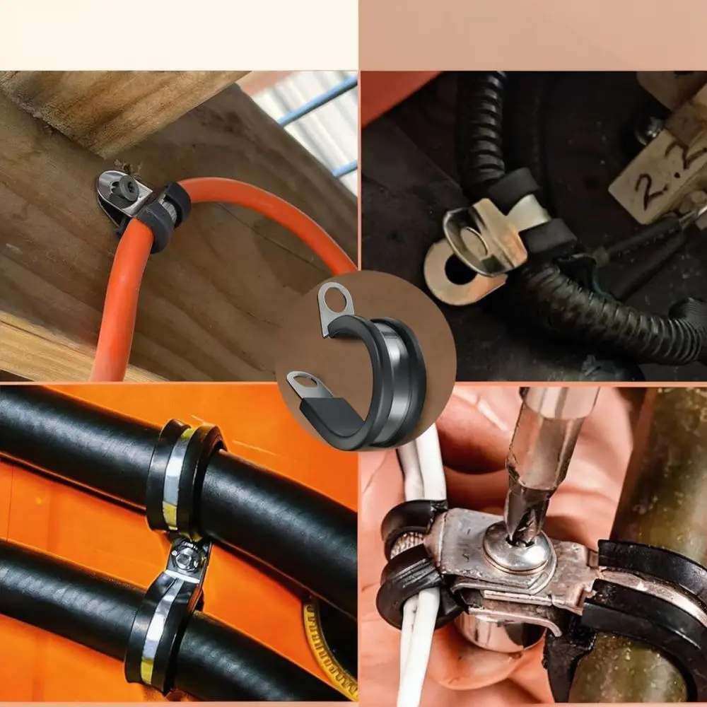Heavy Duty Stainless Steel Pipe Mounting Clamp Rubber Cushioned Cable Fixation Hardware For Industrial Wire Hose Support