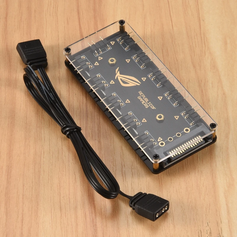 5V 3Pin RGB LED Splitter Hub de 10 portas com cabo de extensão de 50CM 3Pin, perfeito para muitos RGB