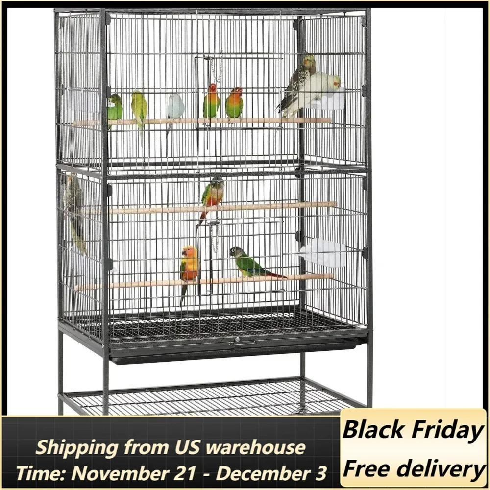 52-inch Wrought Steel Standing Large Flight King Bird Cage for Cockatiels African Grey Quaker Amazon Sun Parakeets