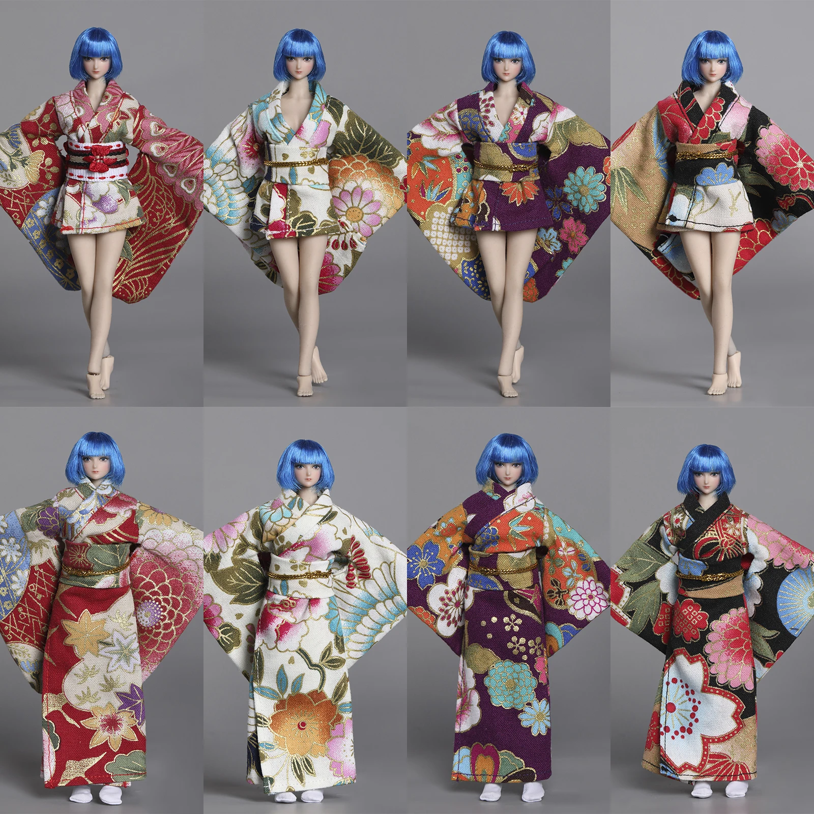 

1/12 Female Long Short Japanese Kimono Model Soldier Printing Clothes Fit 6'' TBL Action Figure Body Dolls